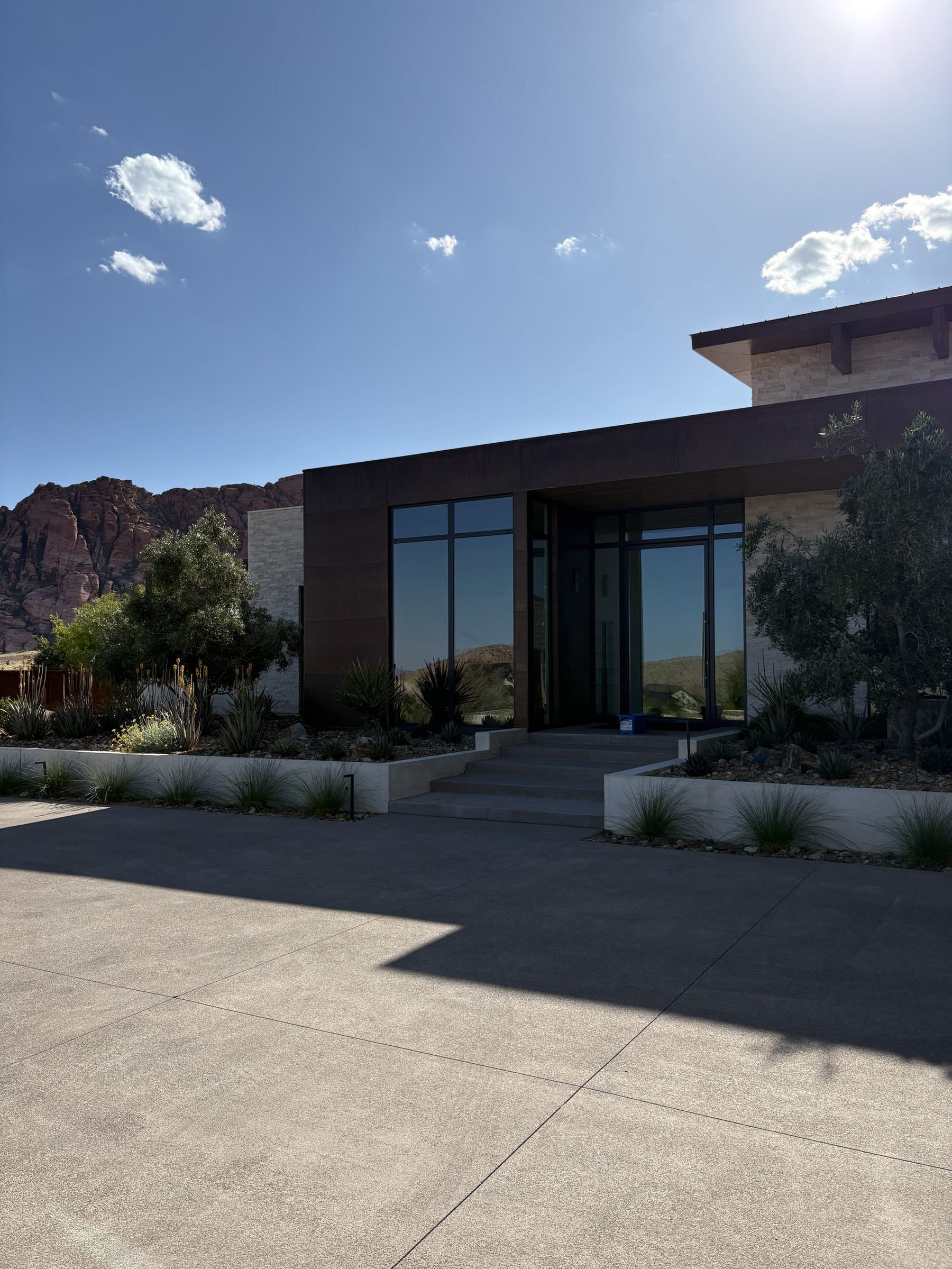 Modern Las Vegas home with Red Rock Canyon behind it