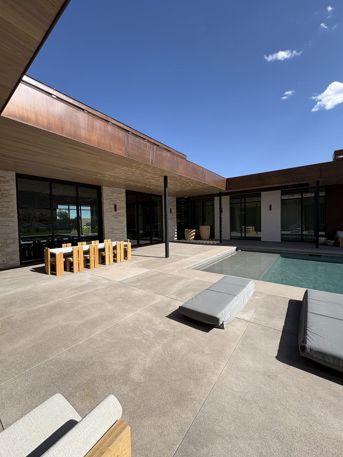 Pressure washed patio and pool area