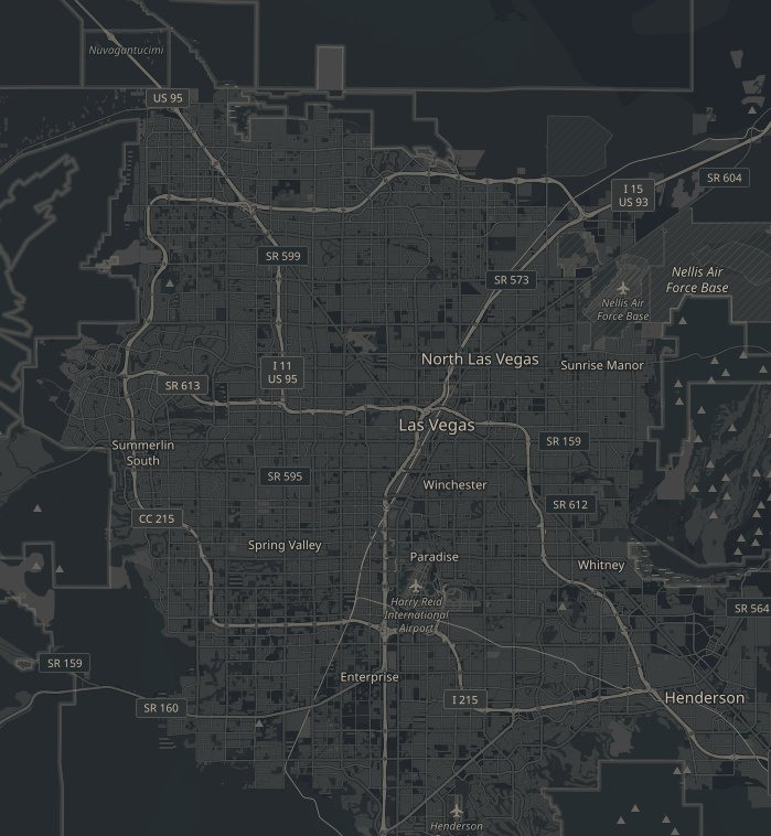 Map of the Las Vegas valley with Summerlin, Centennial Hills and North Las Vegas marked